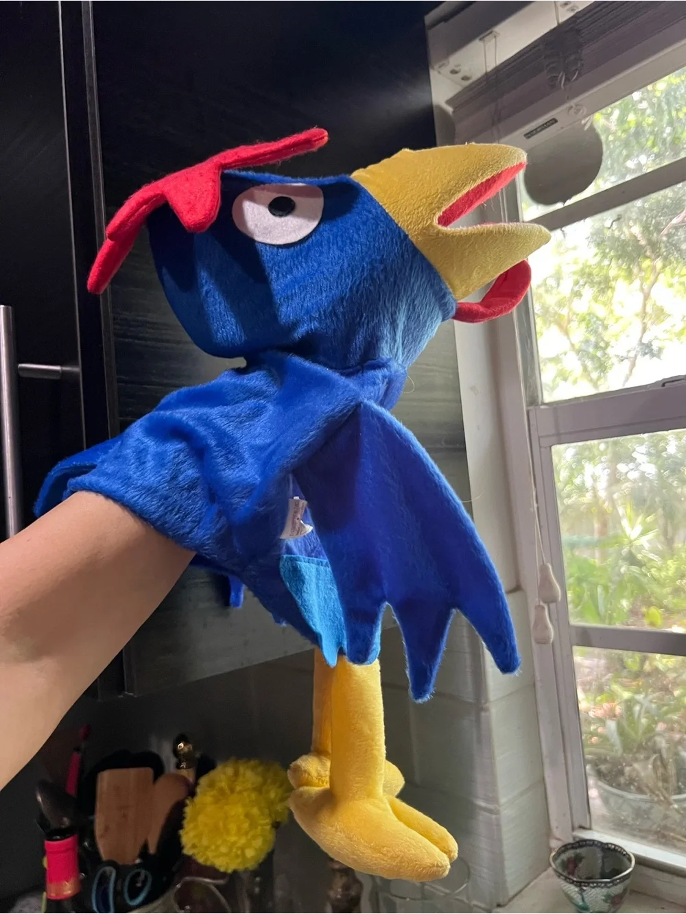 Blue & Yellow Parrot Or Bird Hand Puppet- Childrens Toy